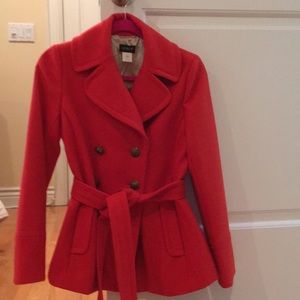 J Crew orange pea coat sz 2